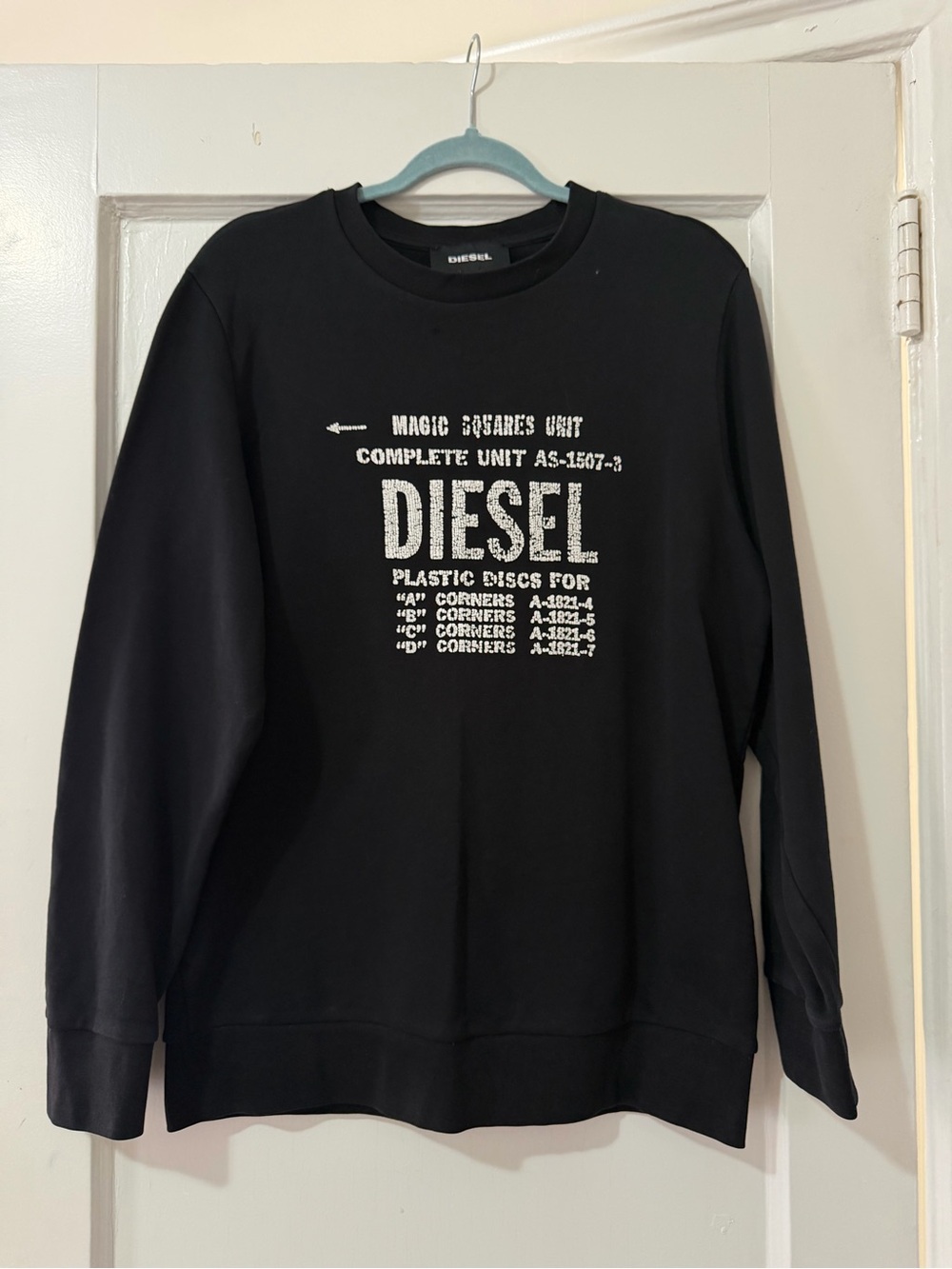 Diesel Black Crewneck Sweatshirt with White Logo Print